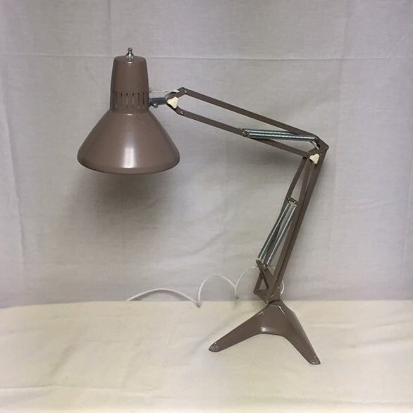 Unique Industrial Articulating Drafting Light With a Heavy Iron Base