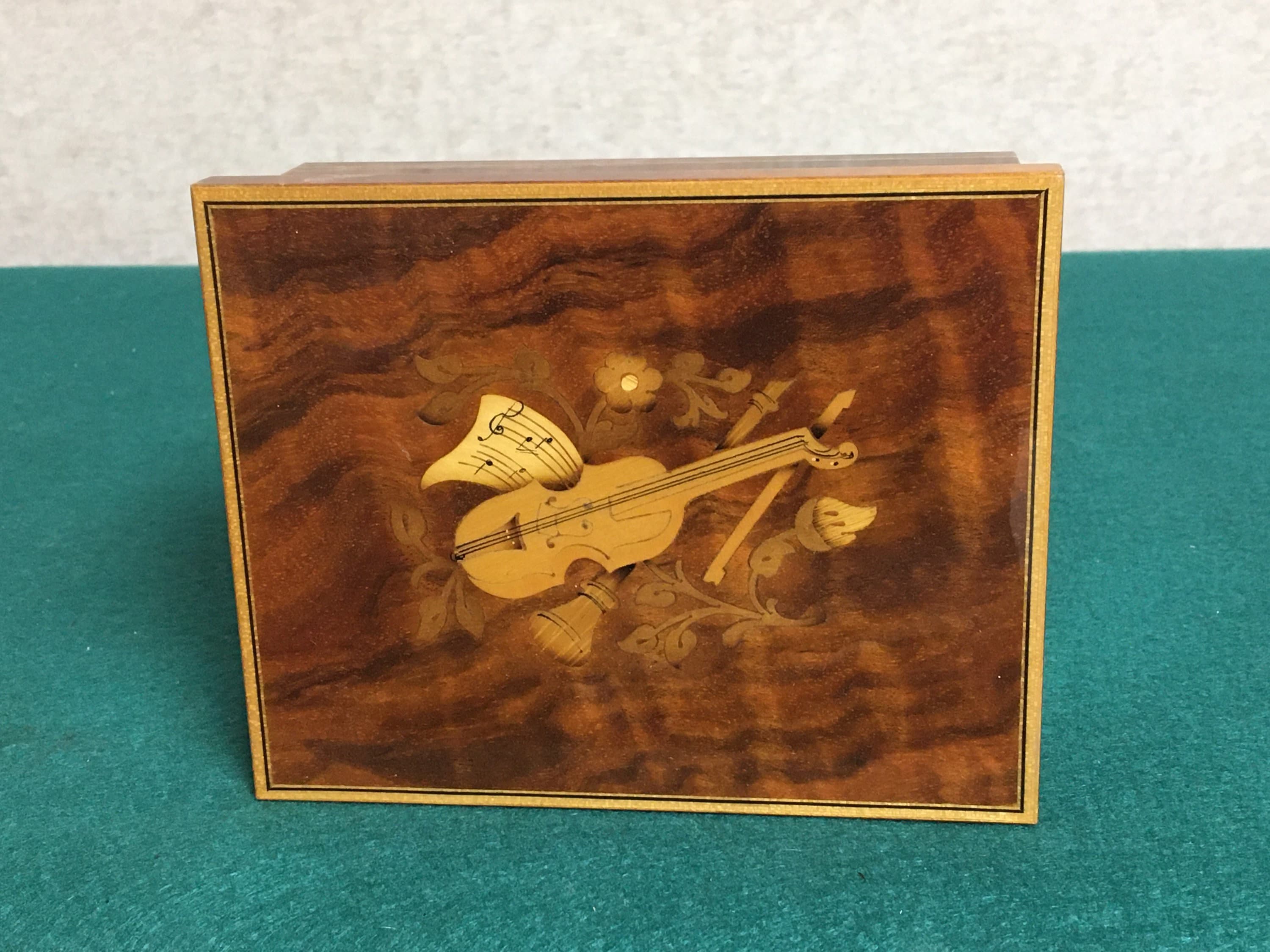 Wooden Music Box Made in Italy, Inlaid Burl Wood Box, House of Global