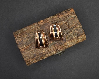 Renoir Geometric, Copper, 3D Fenestra Earrings, Clip On