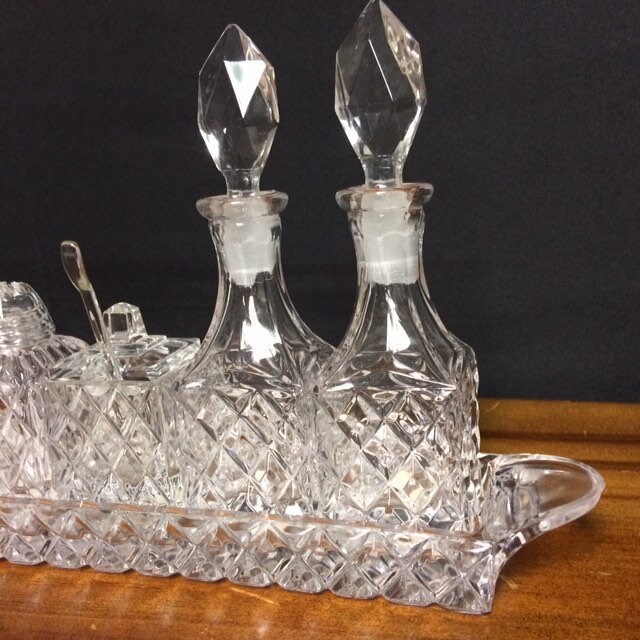 Vintage Crystal Condiment / Cruet Set from Western Germany, Set of 5