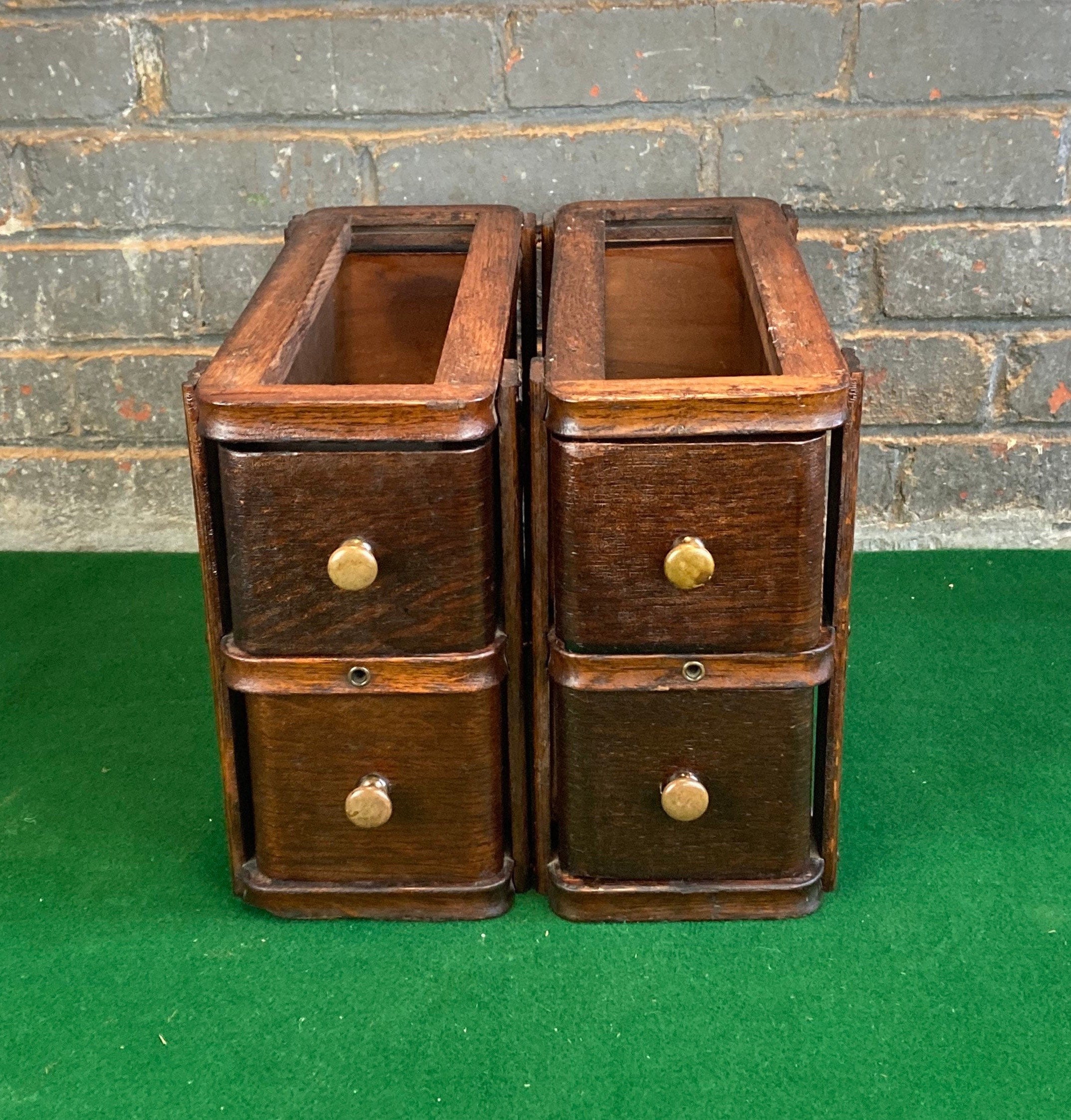 4 Singer Sewing Machine Wooden Drawers w/ Original Frames, Oak Wood