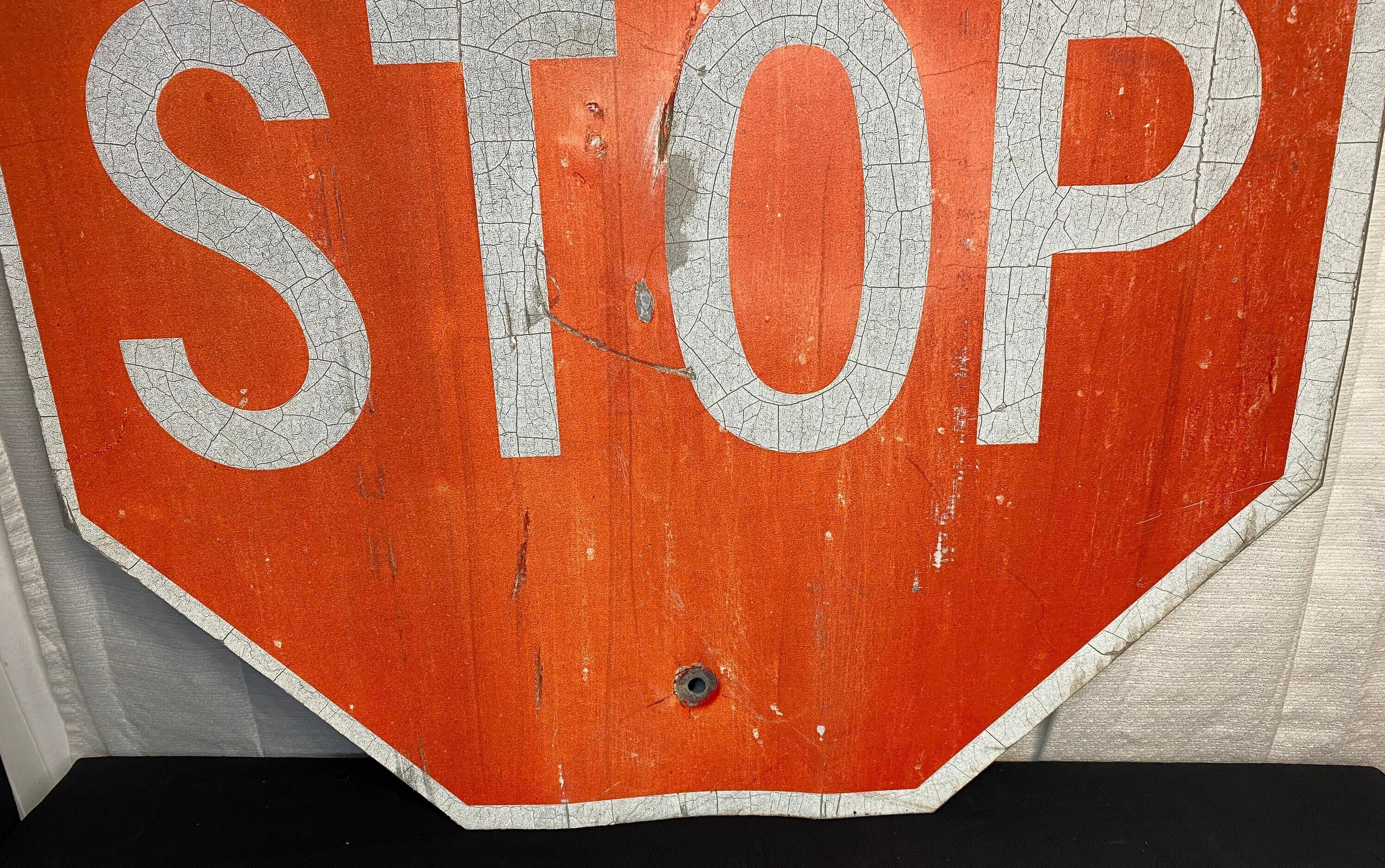 Vintage Shabby 24 Stop Sign, Authentic Original Red Metal Street Sign