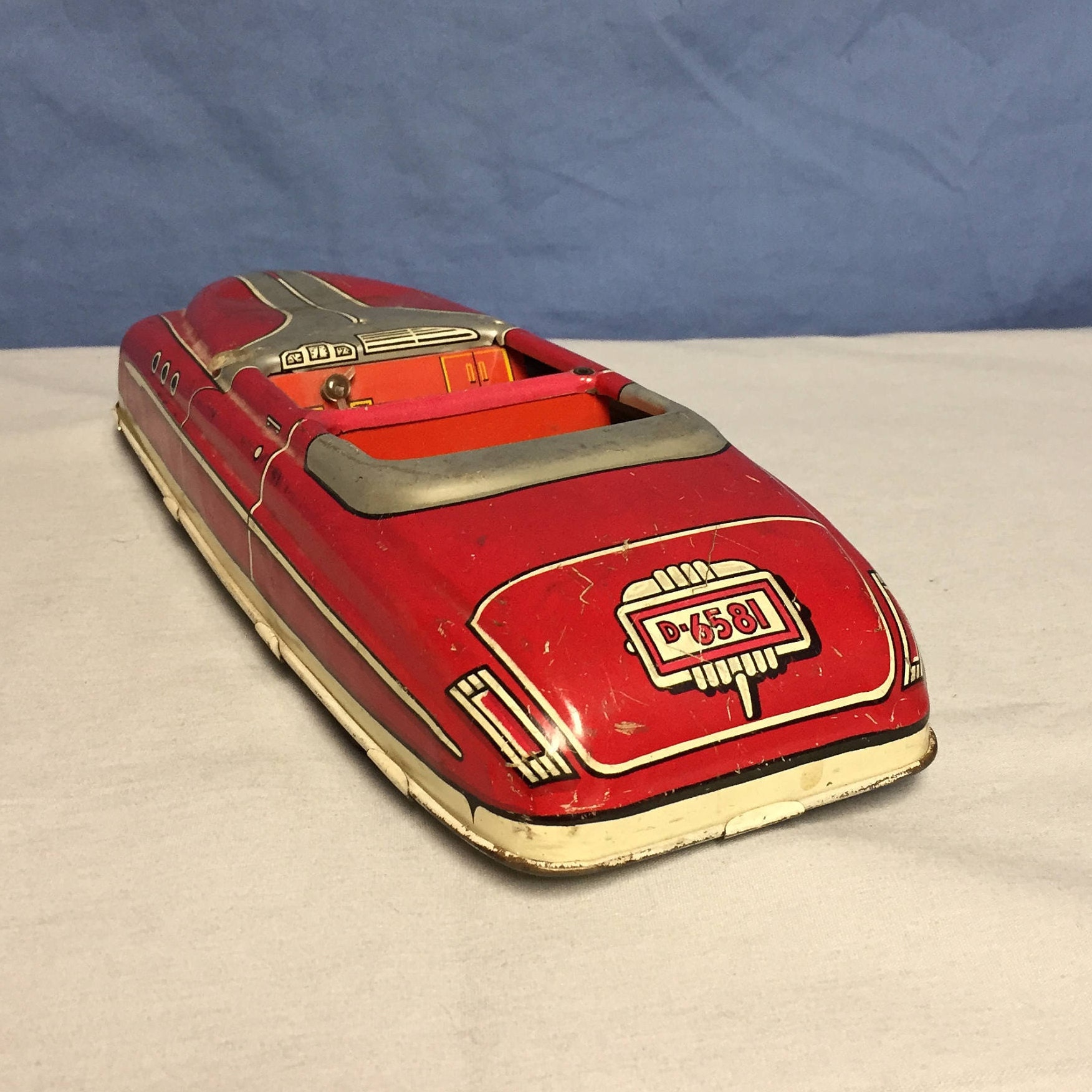 Vintage Marx Toys 1950's WindUp Convertible D6581 Roadster Tin Toy
