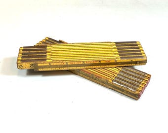 2 Retro Carpenter Folding Wooden Foot Rules: Stanley, Lufkin
