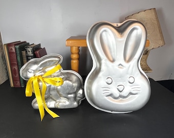 Set of 2 Aluminum Bunny Cake Pans, 3D Bunny Head Mold