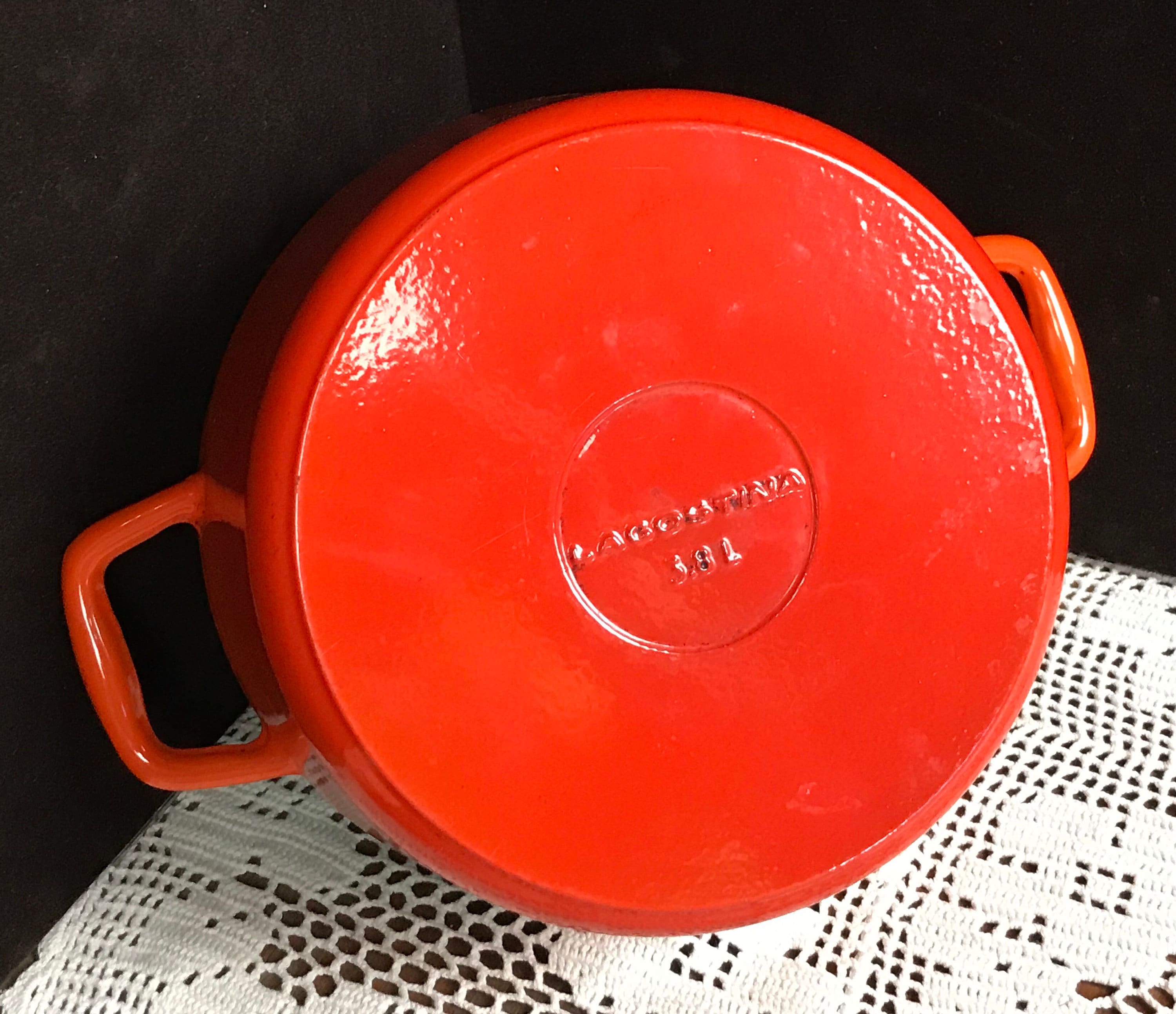 Lagostina Orange Cast Iron Dutch Oven Pot With Lid, 3.8 Liters