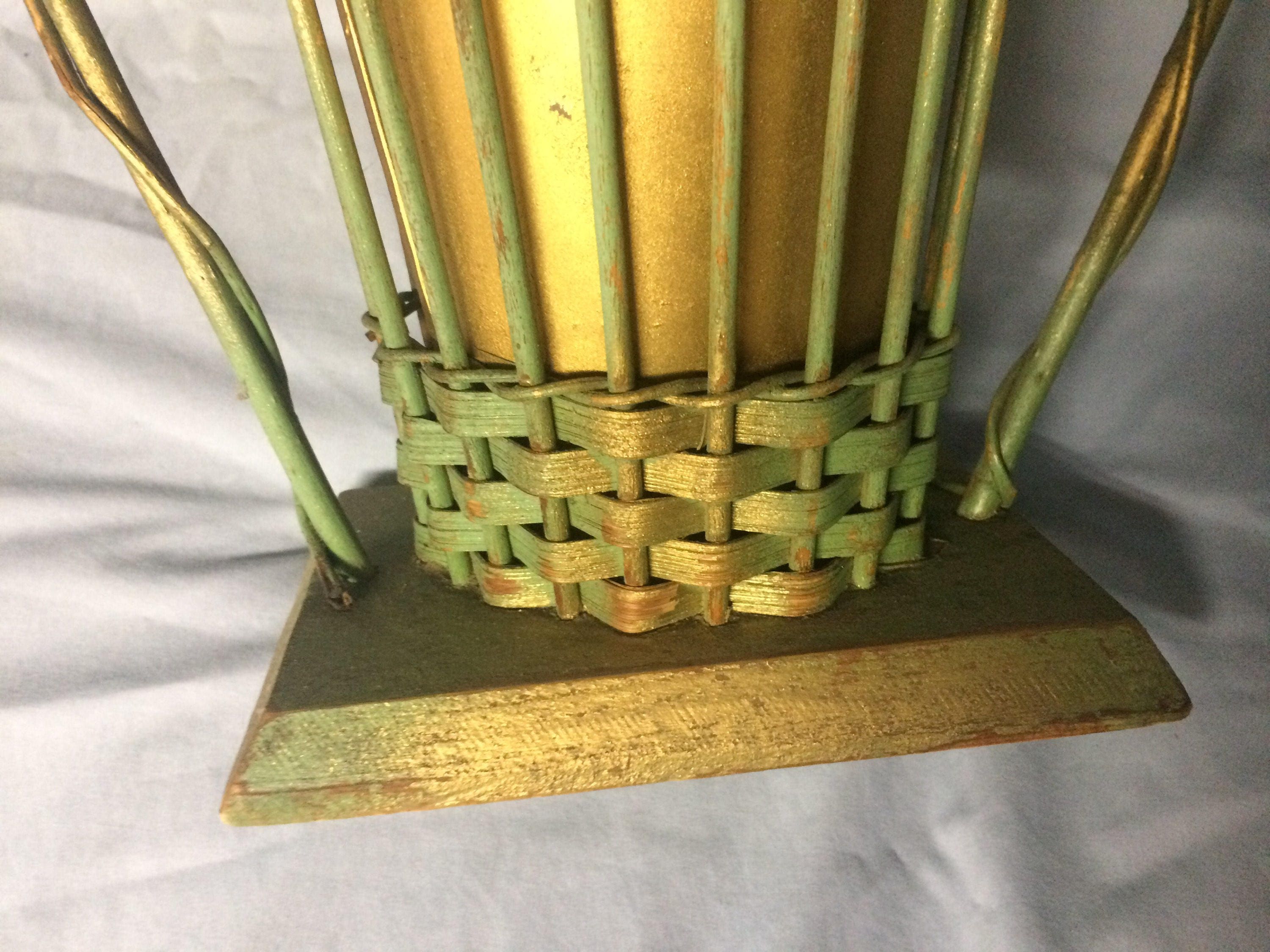 Vintage Wicker Funeral Flower Basket Wicker Graveside Cemetery Funeral