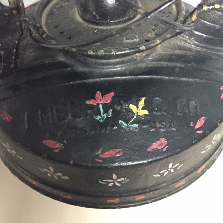 Folk Art Painted Antique Embury Railroad Lantern Hanging Electric Light