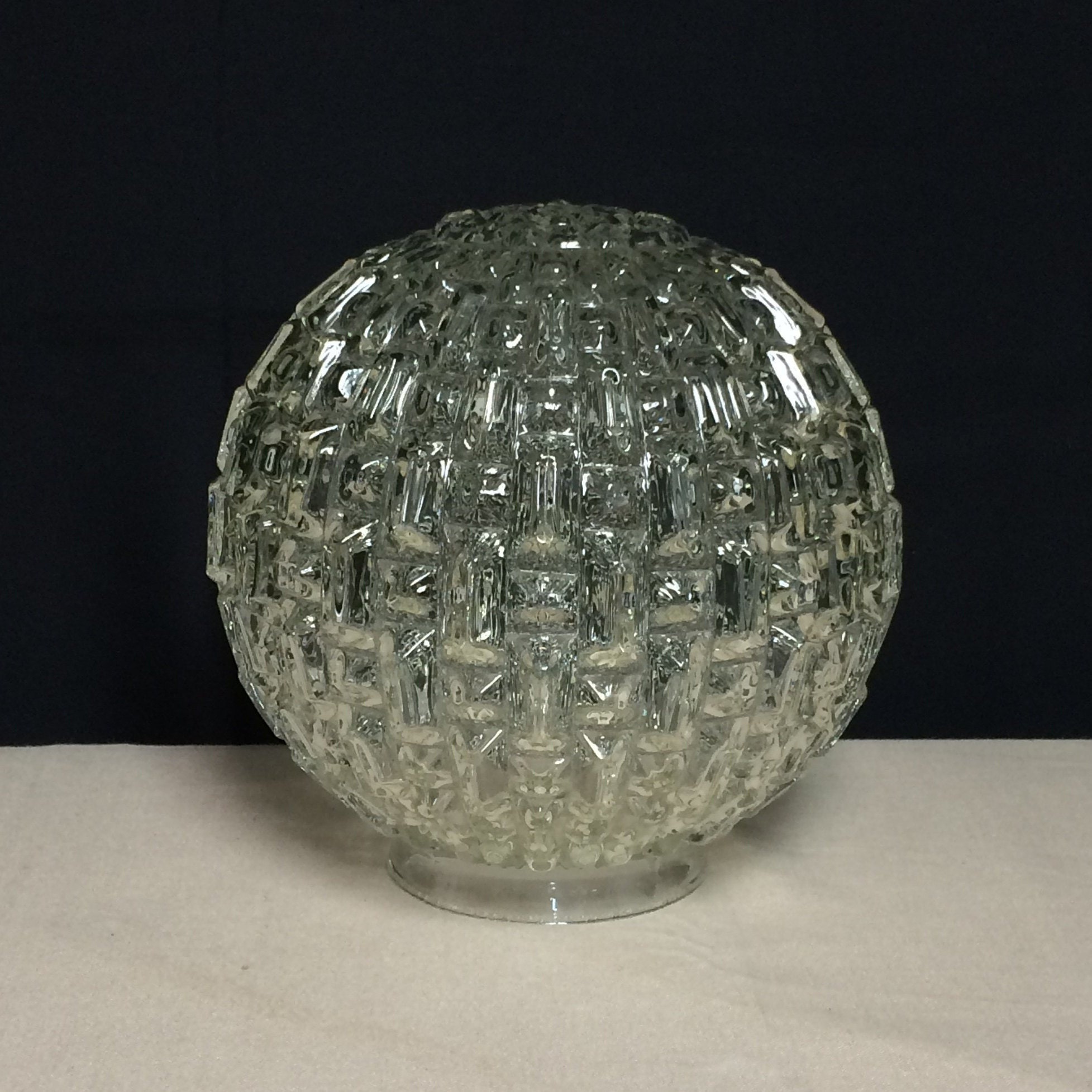 Vintage Cut Glass Pendant Ball Light Globe Shade, Art Deco Round Ball