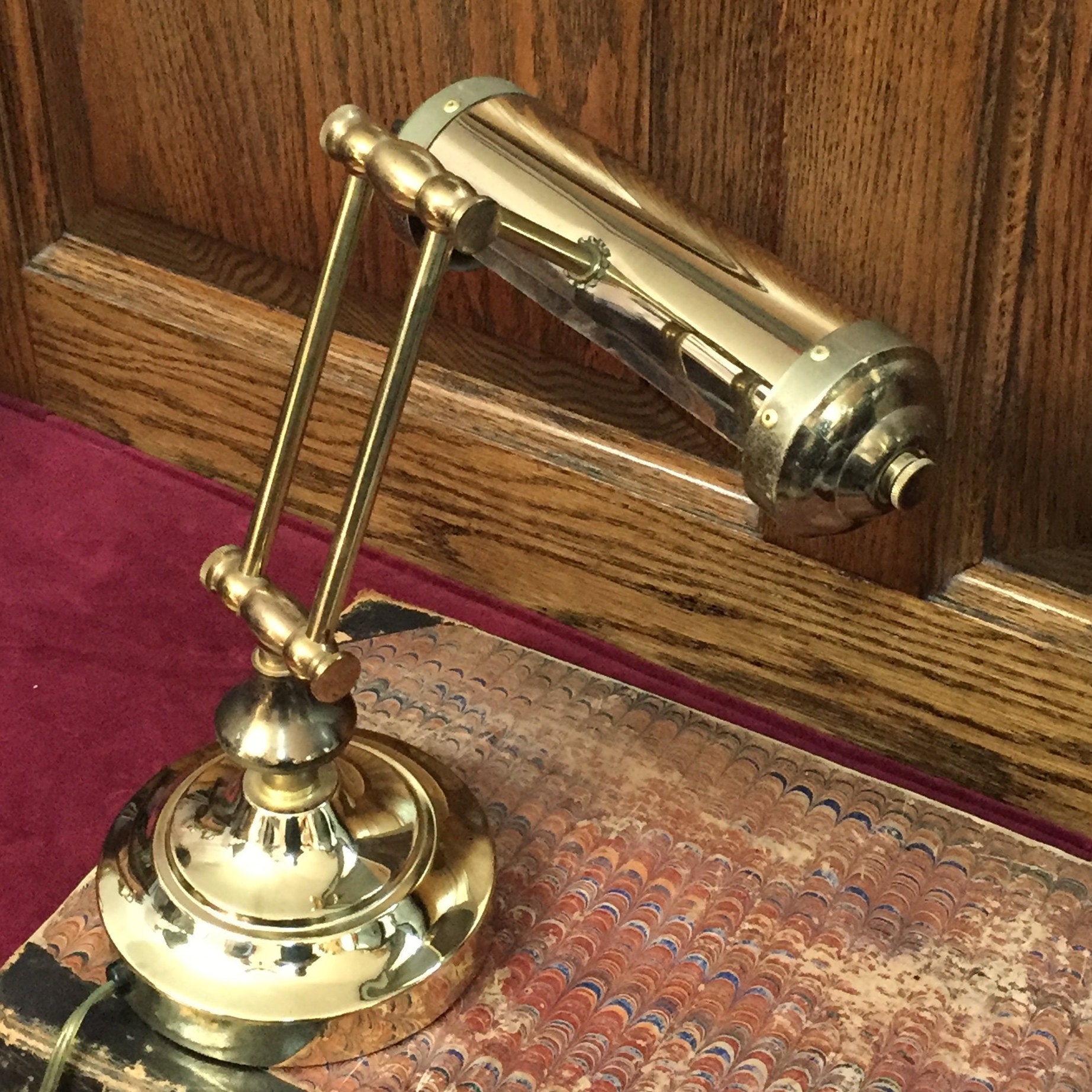 Brass Piano Lamp Light, Bankers, Student, Desk Lamp with Weighted Base