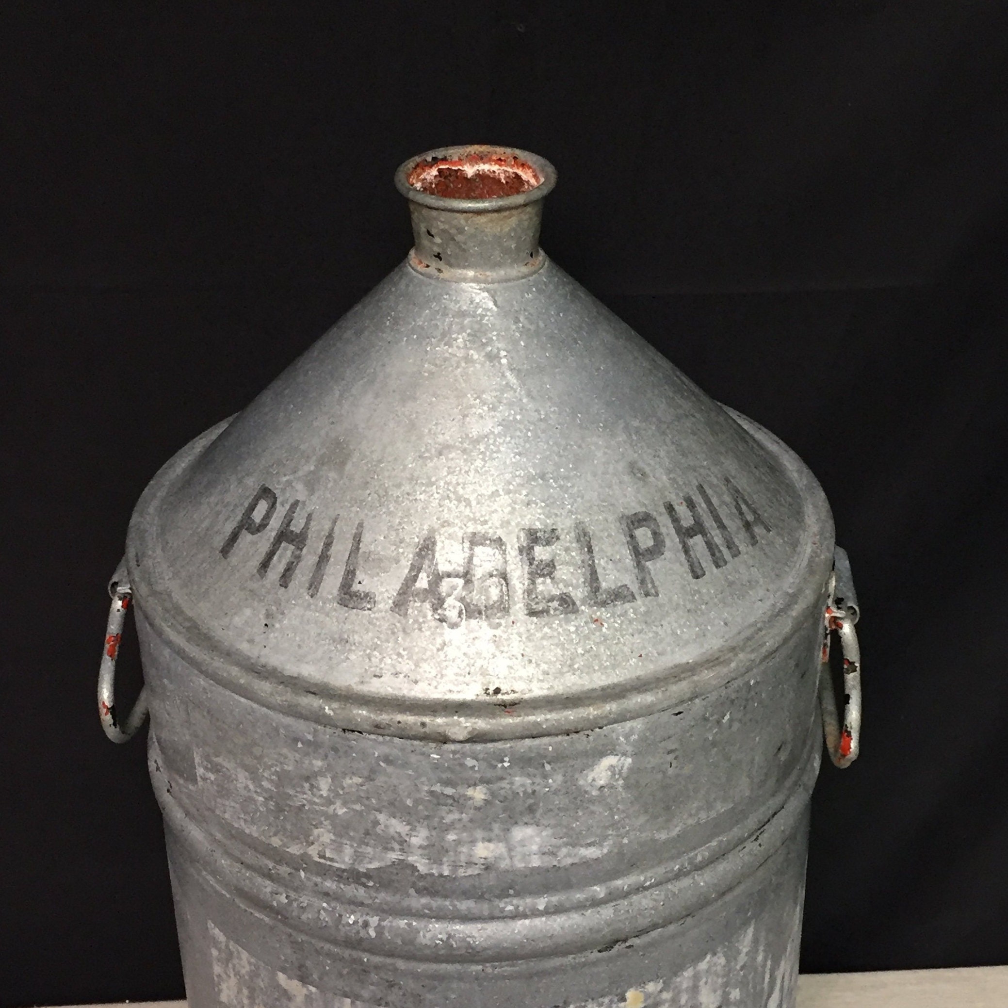 Vintage Unusual Galvanized Metal Beer Keg with Drop Handles, Water Keg