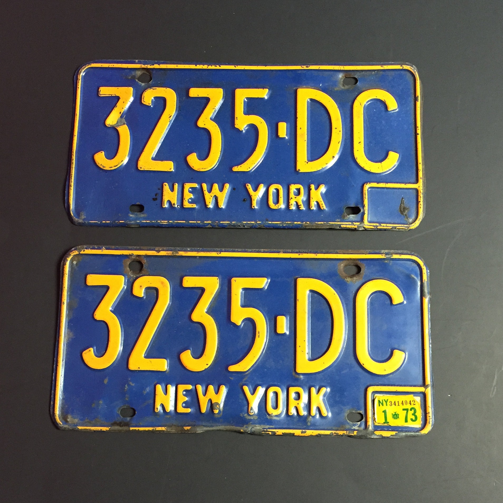 Vintage 1970's New York License Plate Set, New York Tags, Garage, Car