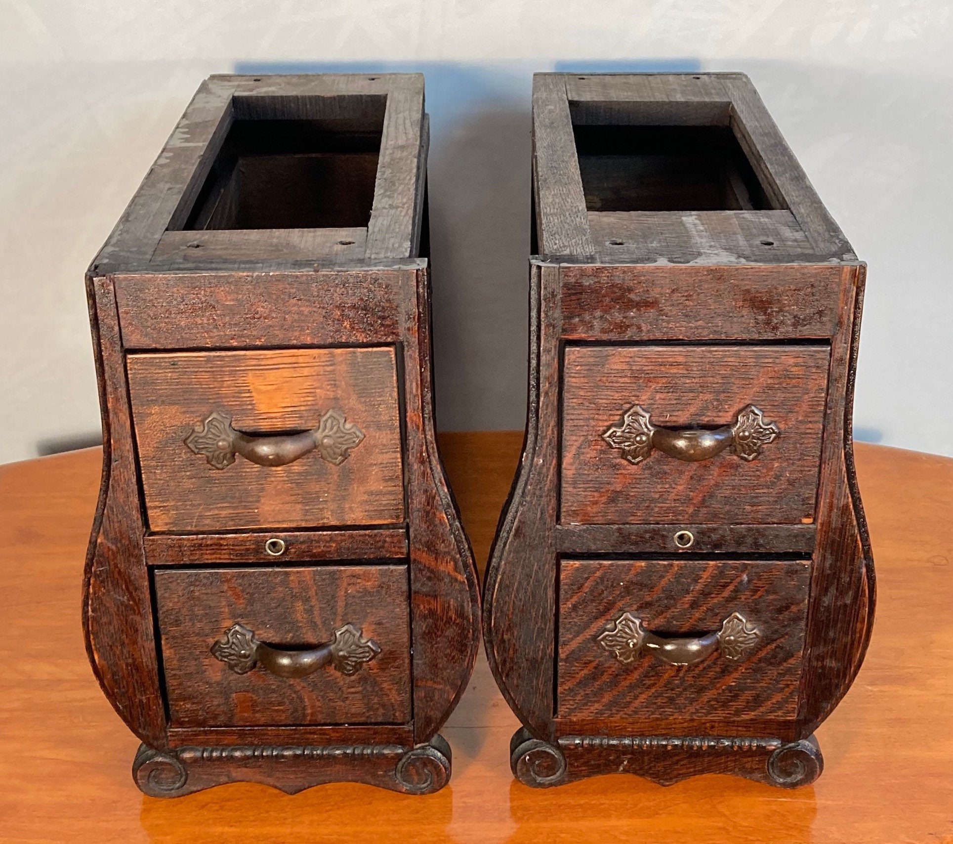 Set of 4 Wooden Singer Sewing Machine Drawers w/ Original Frames, Oak