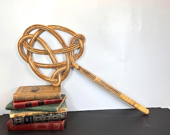 Woven Rattan Wicker Rug Beater, Early 20th Century