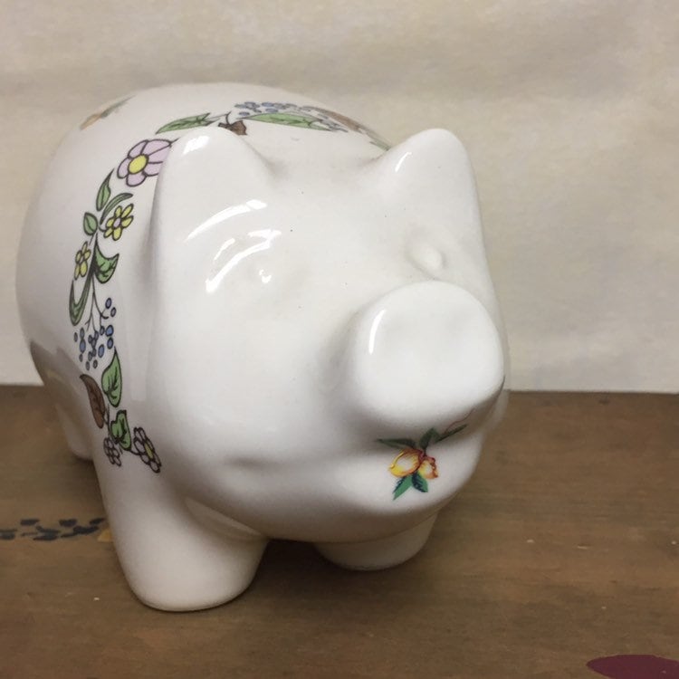 White Piggy Bank White with Flowers, Custom Made Piggy Bank, I Had It
