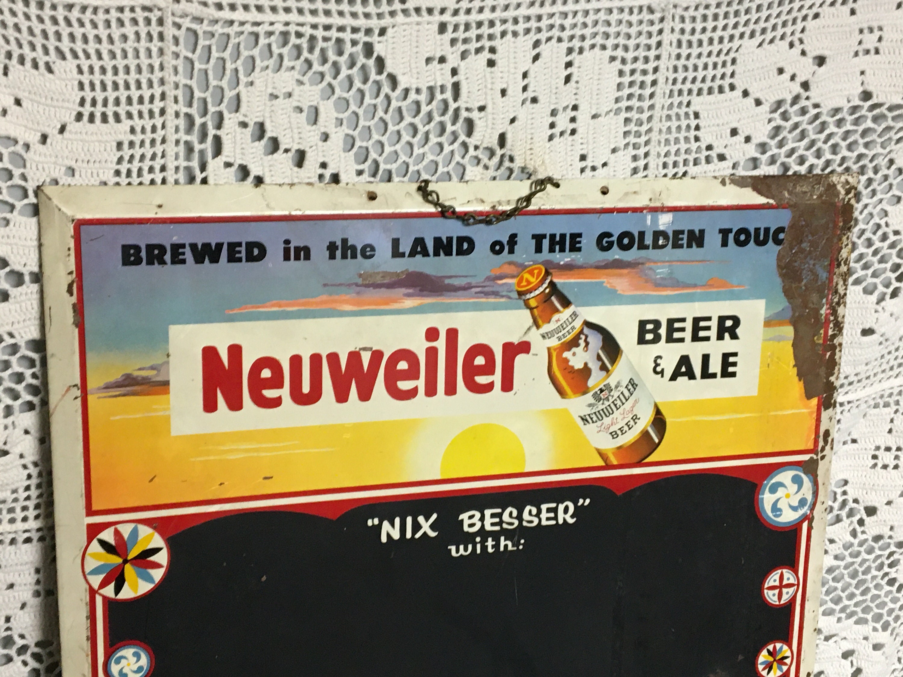 Reserved for Mark Vintage NEUWEILER'S BEER Metal Advertising Chalkboard