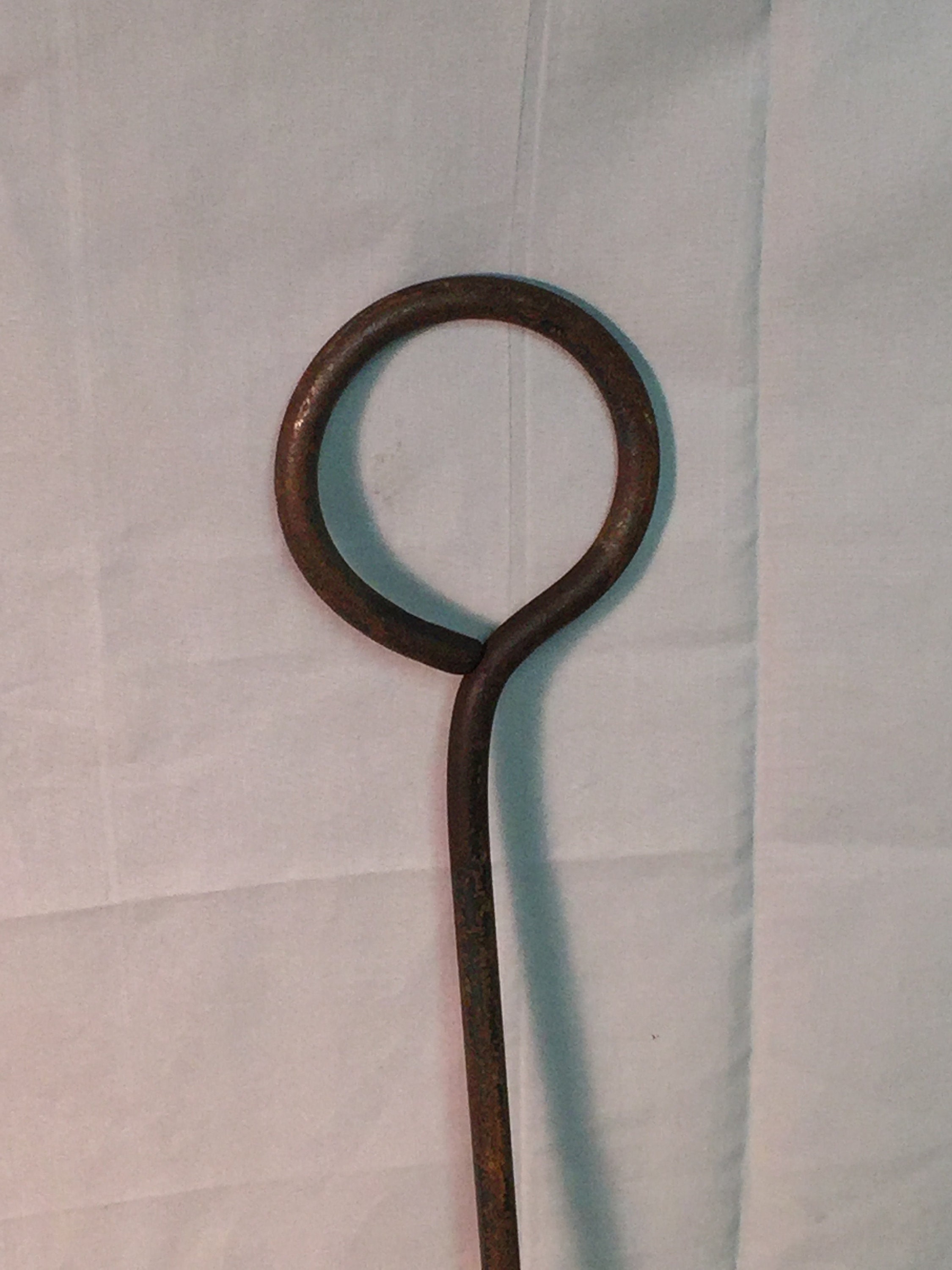 Antique Large 40 Hand Iron Fireplace Log Poker, Primitive