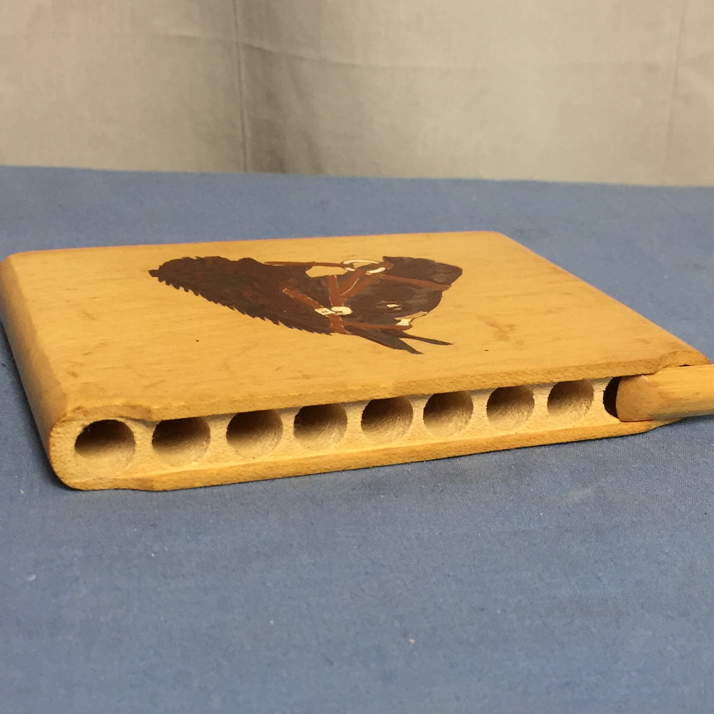 Vintage Wooden Cigarette Case, Box, Three Mountaineers