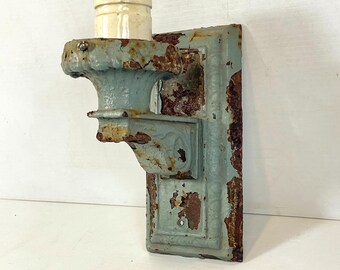 Early 1900's Gothic Cast Iron Electric Wall Sconce Refurbished, New Wiring