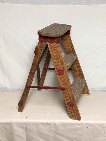 Small Unique Shabby Wooden Step Ladder 22 (2 step), with the Original ...