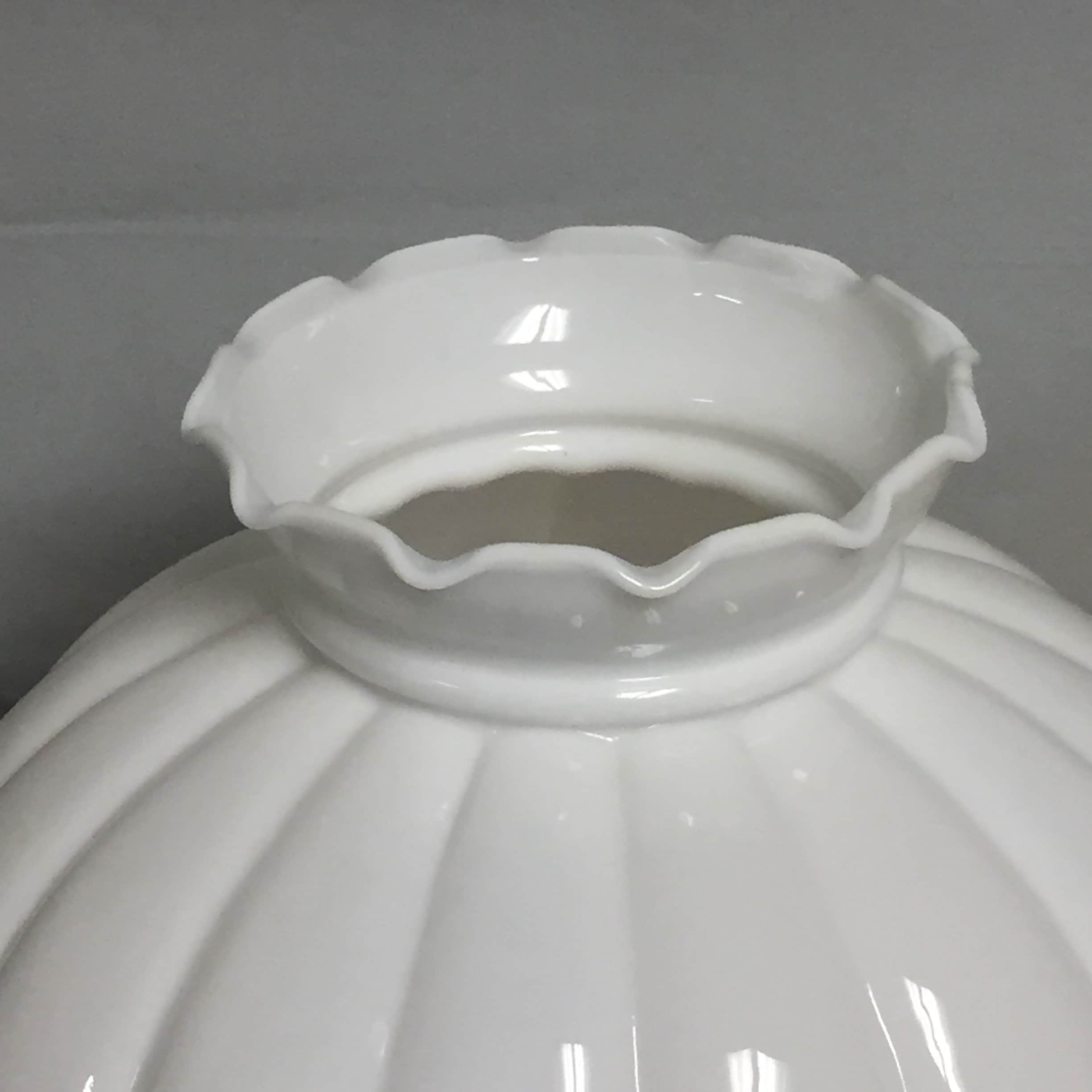 Antique White Fluted Milk Glass Aladdin Hurricane Lamp Shade