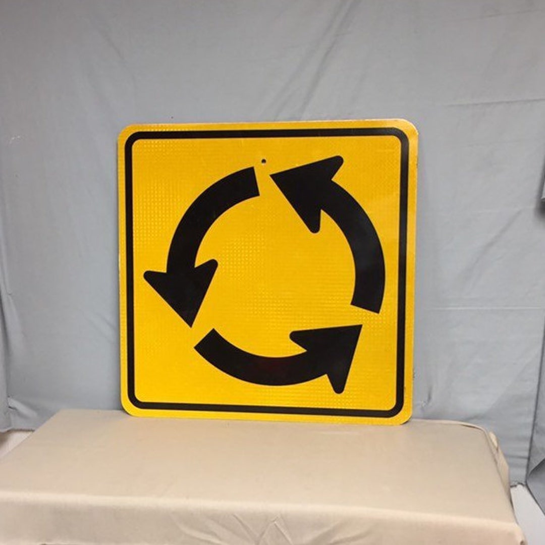 An Authentic Metal Pa Traffic Circle Road Sign Roundabout Etsy