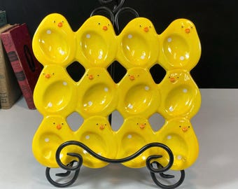 Yellow Chick Deviled Egg Plate, Holds 12 Eggs