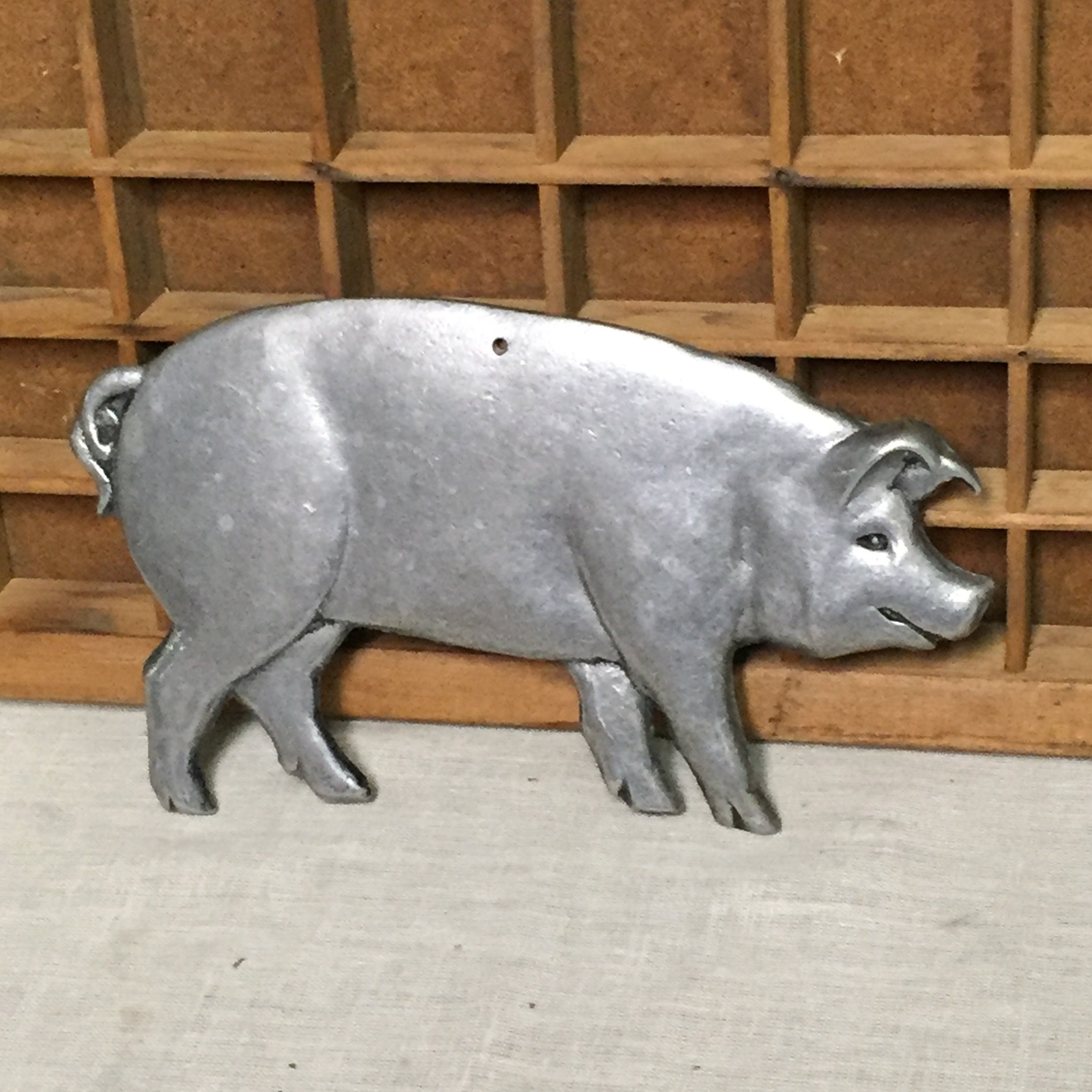 Pewter, Pigs (Three Different Ones), Set of 3 Pigs, Wall Hanging, Three
