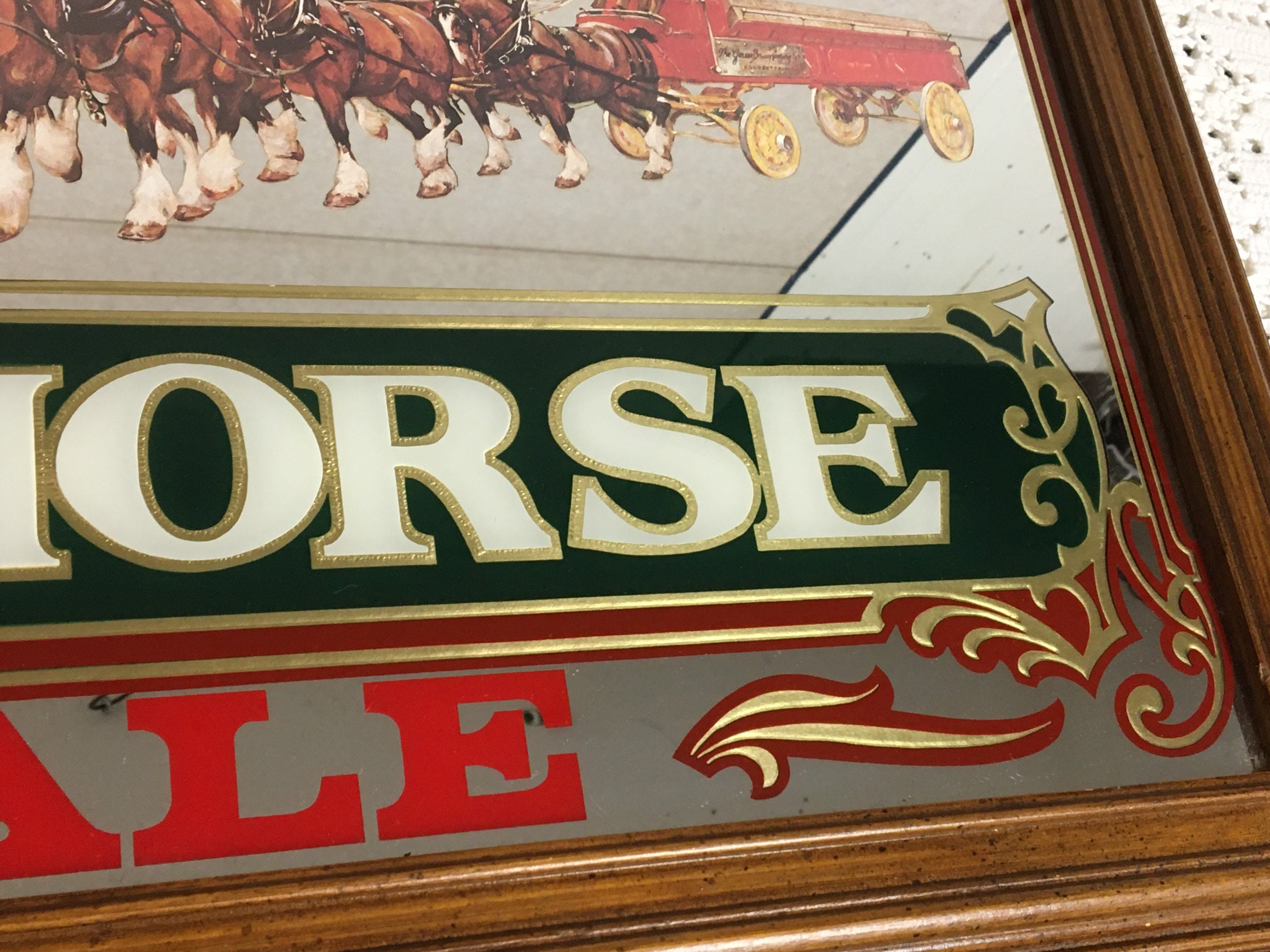 Original 1980's Genesee Beer 12 Horse Ale Framed Bar Mirror Sign