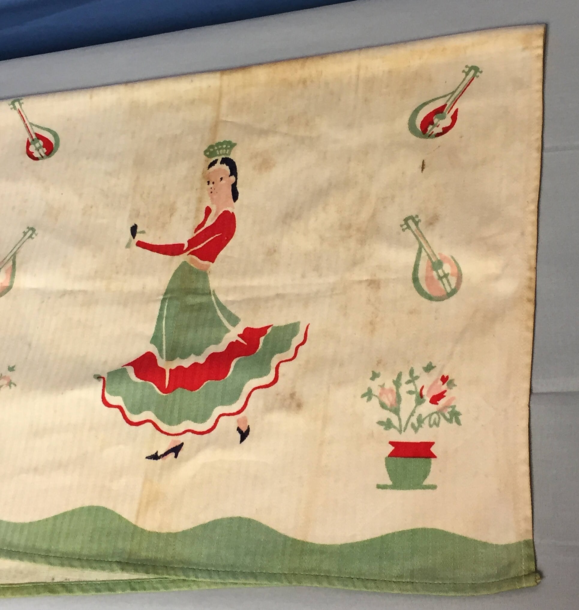 Vintage Dish Towel, Spanish Dancer, 1930's