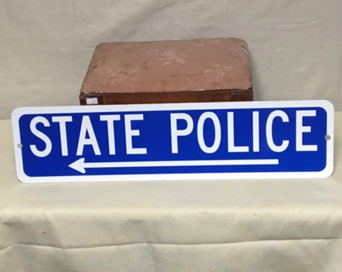 Featured listing image: Authentic Metal Penna. STATE POLICE Highway Sign, Directional Road Sign, Man Cave Wall Hanging, Emergency Signs