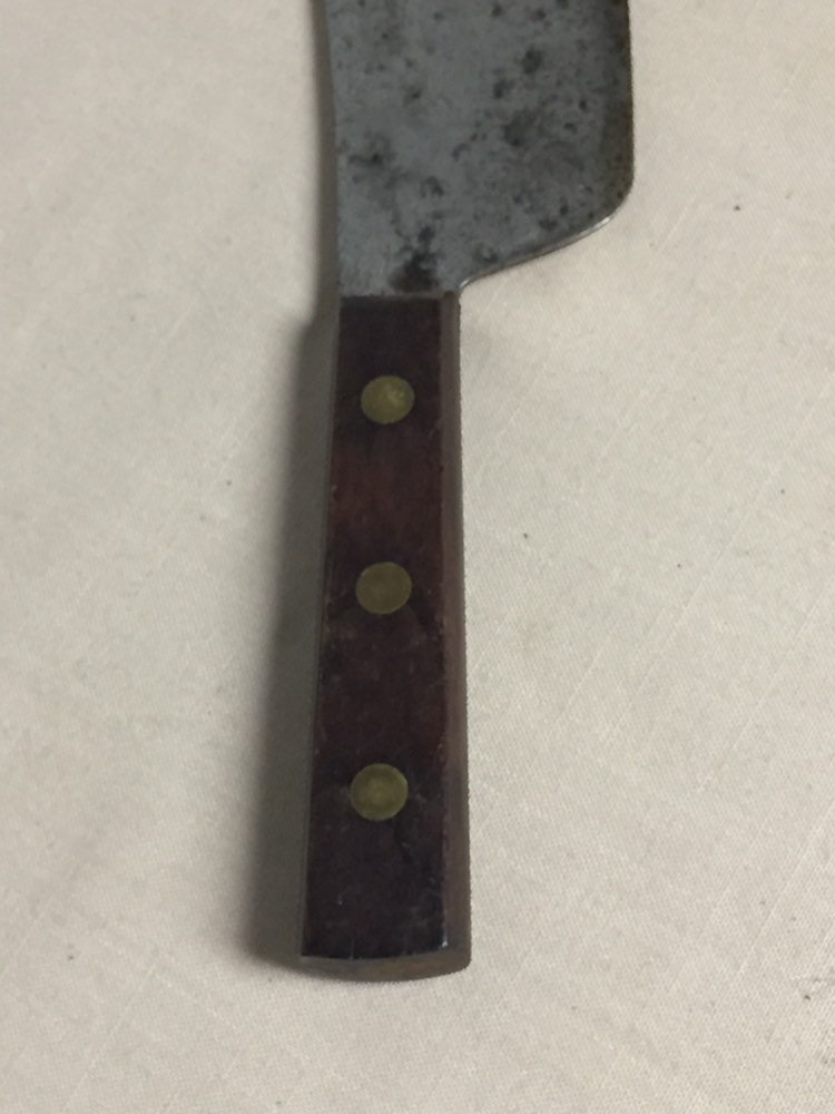 2 Vintage 7 Meat Cleavers with Wooden Handles, Brass Riveted Handle