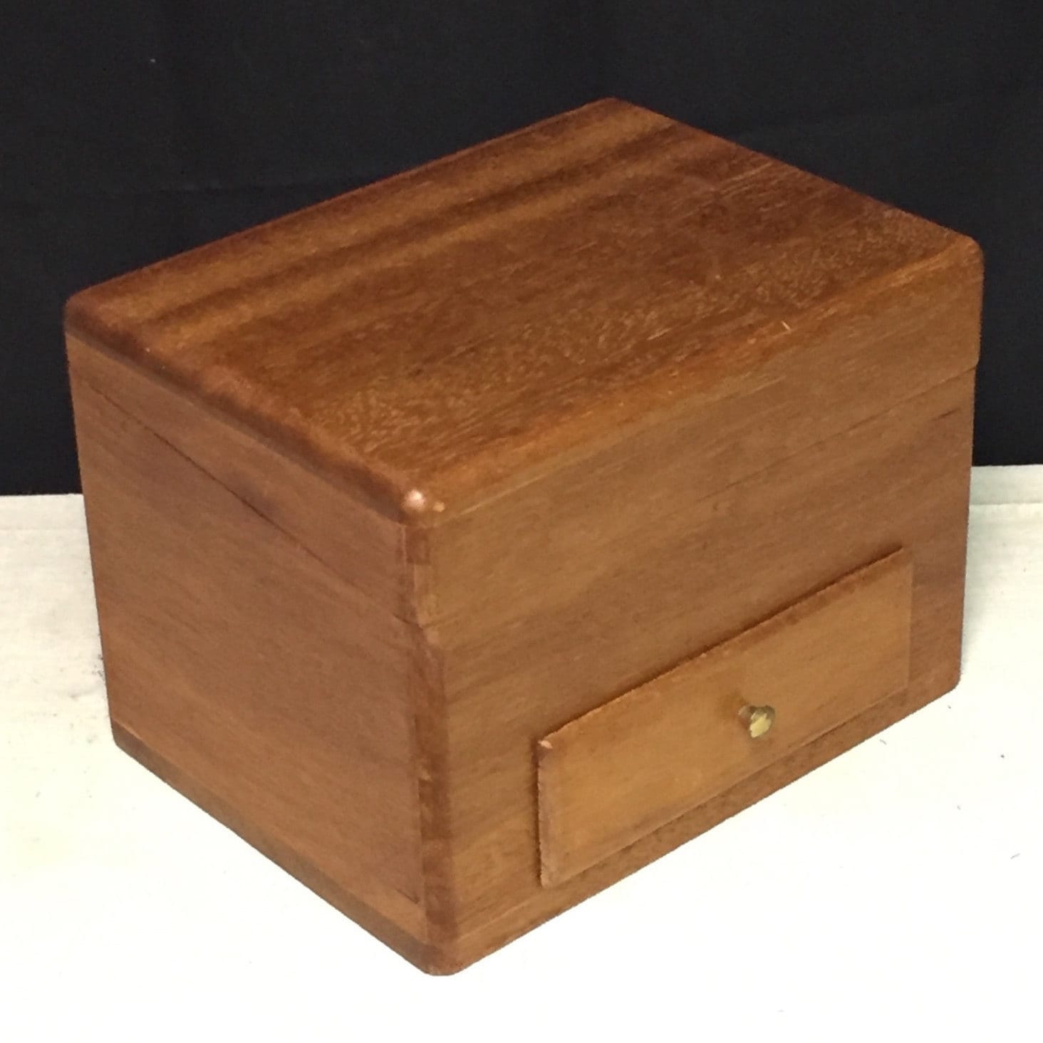 Homemade Wooden Oak Box with Drawer and Hinged Lid 