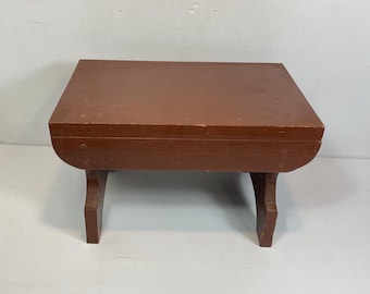 1970's Homemade Brown Wooden Stepstool, Plant Stand, Footstool