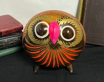 Vintage Burnished Tonala Owl, Folk Art, Mexican Pottery