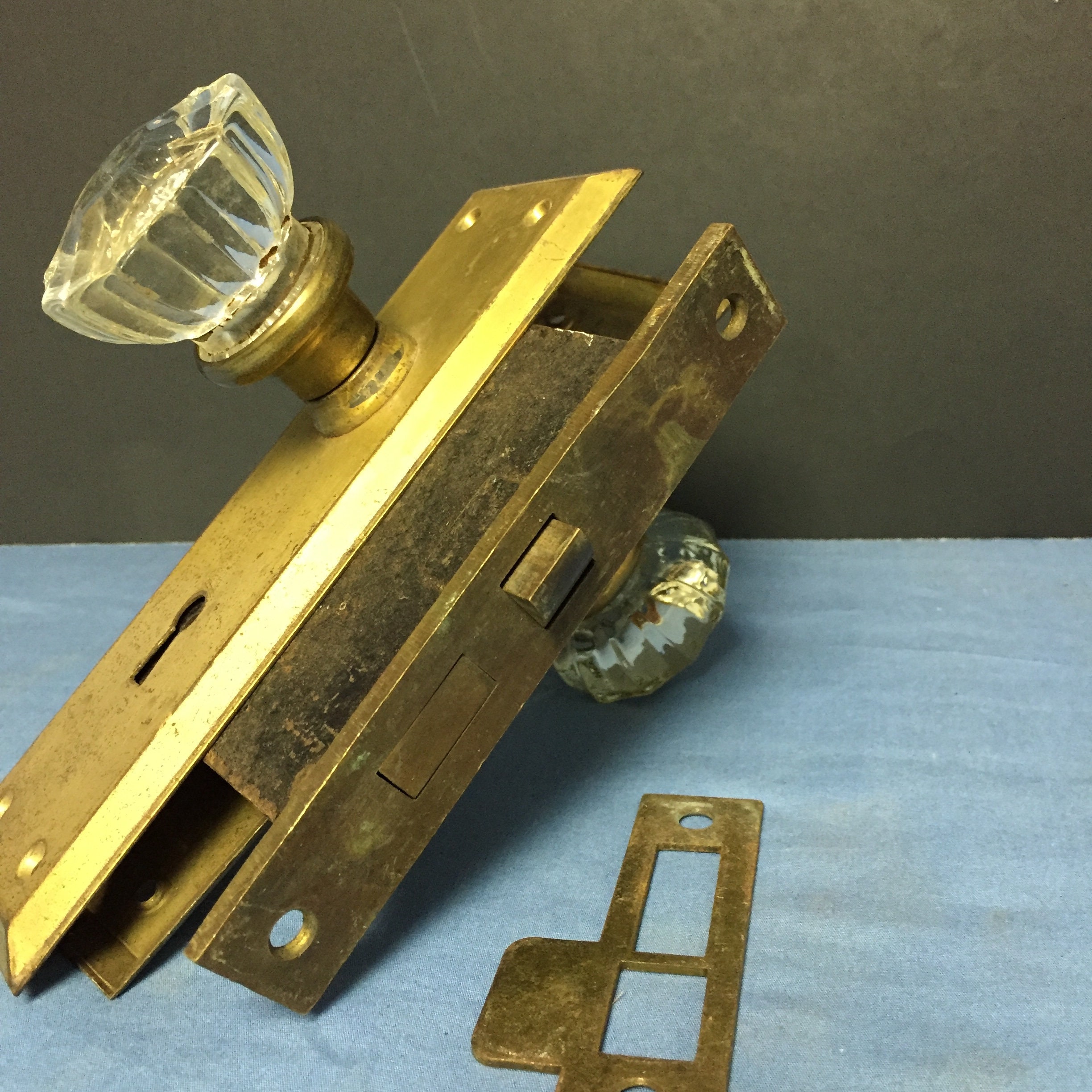Antique Reading Knob Works Glass Door Knob Mortise Latch Lock Set