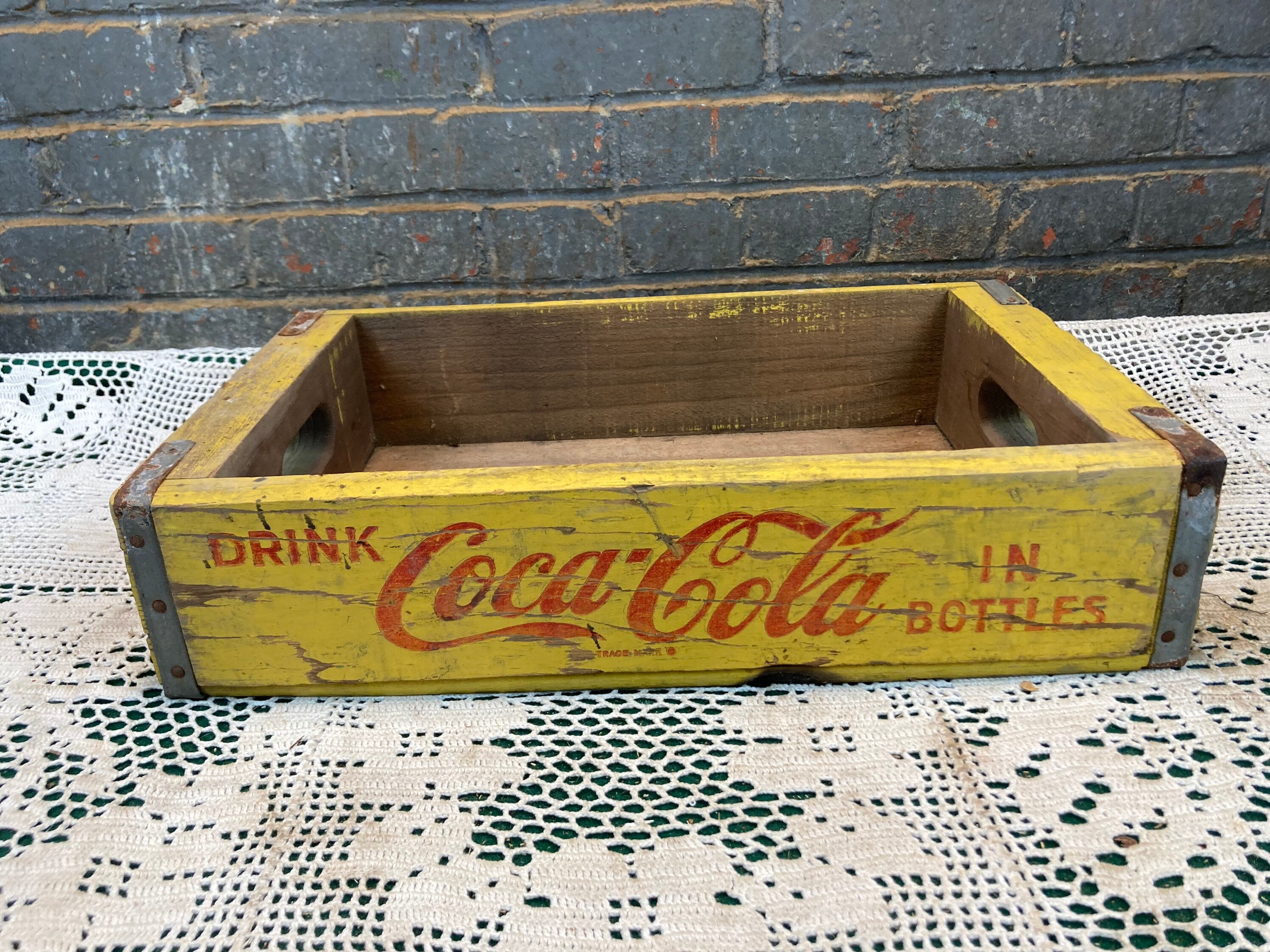 RESERVED for Zdenek 1969 Yellow Wooden Coke Crate Chattanooga Tennessee