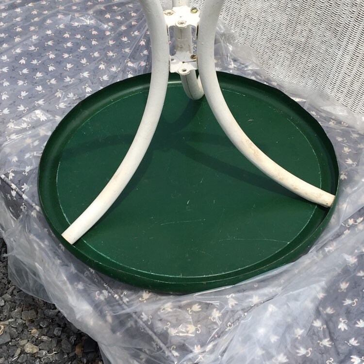 Mid Century Round Metal Outdoor Side Table, Patio Accent Table, Drink Table, Garden Table, Plant