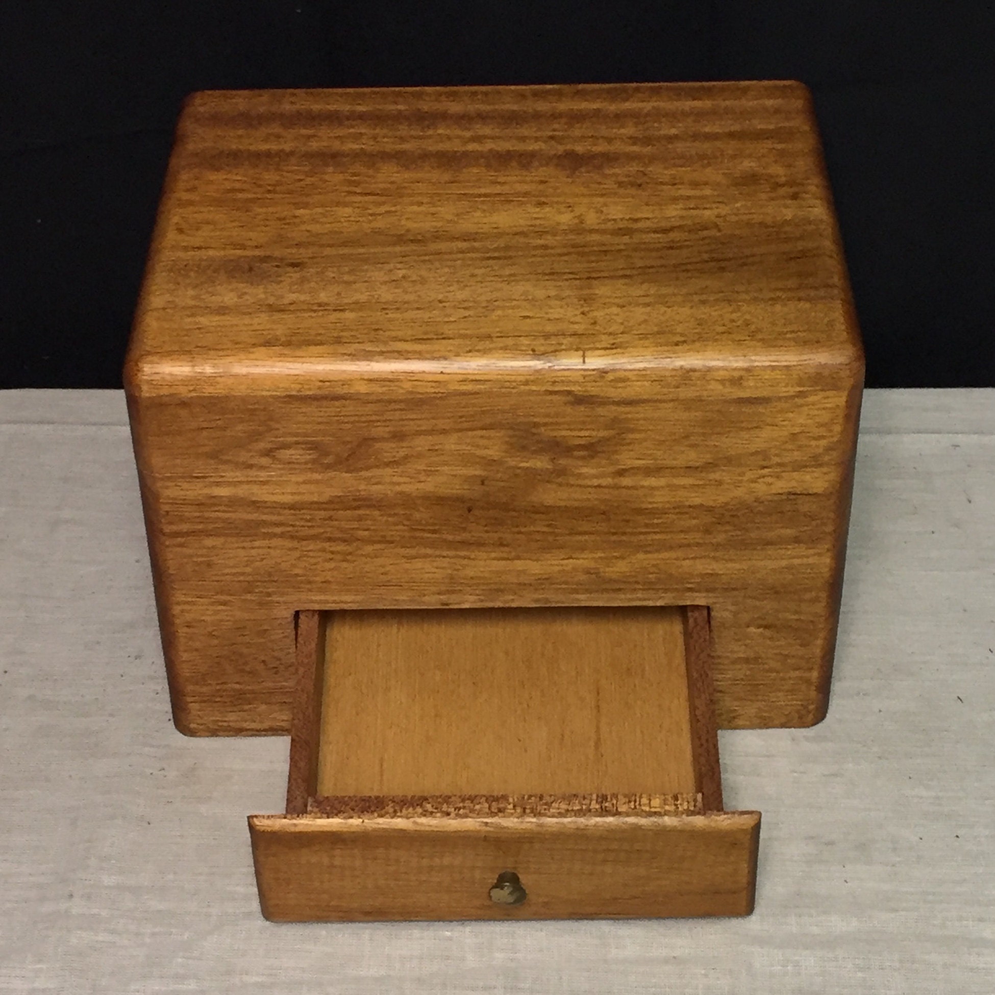 Homemade Wooden Oak Box with Drawer and Hinged Lid 
