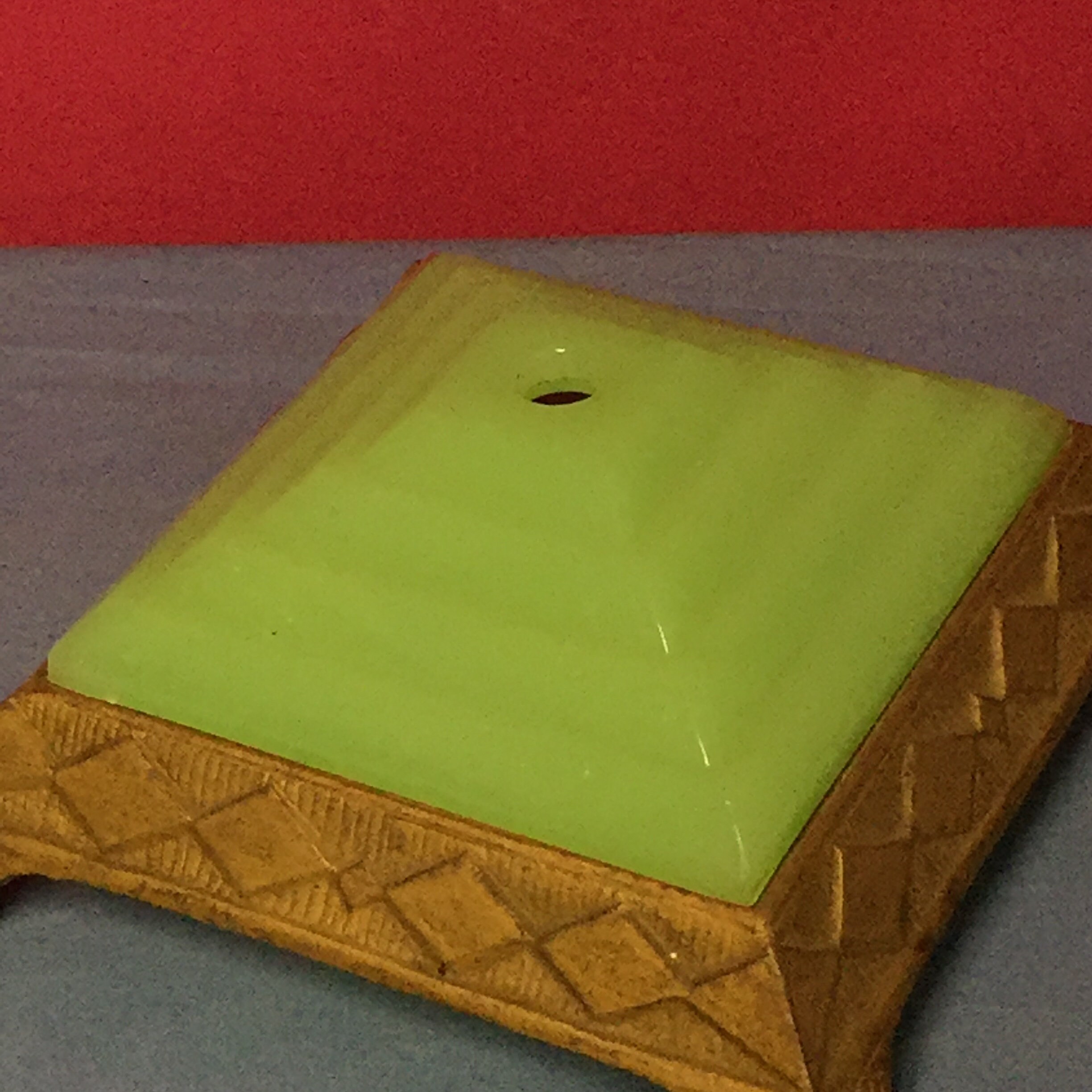 Antique Cast Iron Jadeite Floor Lamp Base, Floor Lamp Parts, Green Jade Smoking Stand Footed