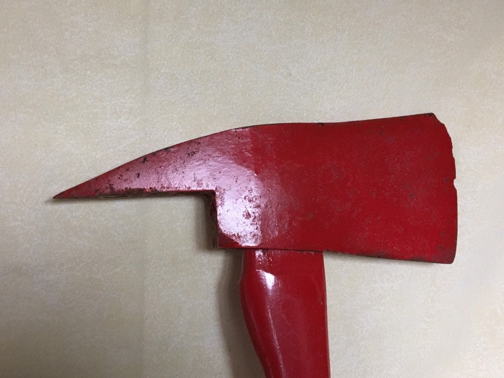 Pick Head Fire Axe, Painted Red Firefighter Ax, Curved Handle Fireman's Hatchet, 35 Lb Flame