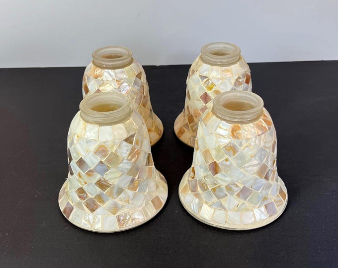 Featured listing image: Set of 4 Mosaic Tile Art Glass Pendant Light Shades: Chandelier 2-1/4" Fitter