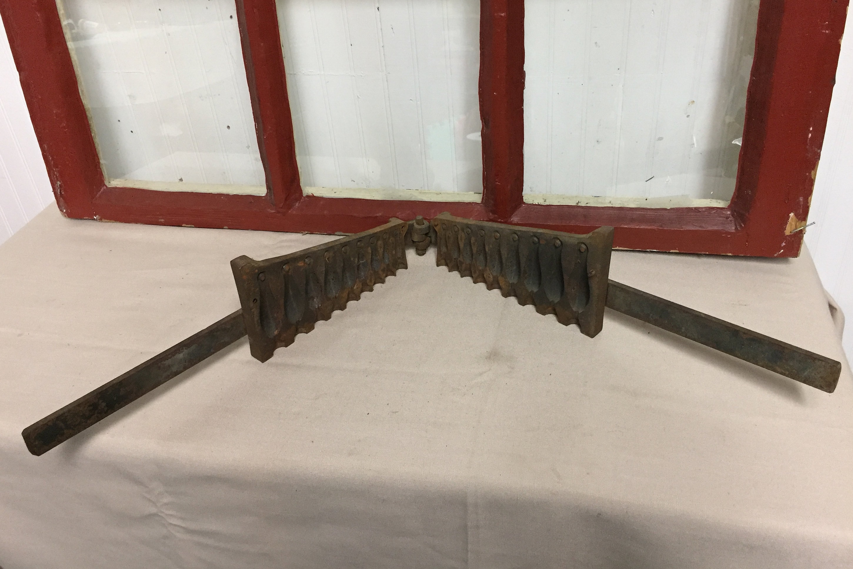 Antique Cast Iron Fishing Lead Sinker Mold 9 Slots with Long Iron Handles