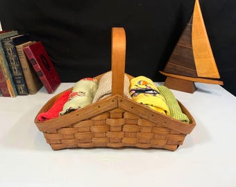 Split Oak Woven Gathering Basket, Rectangular Storage Basket with Handle