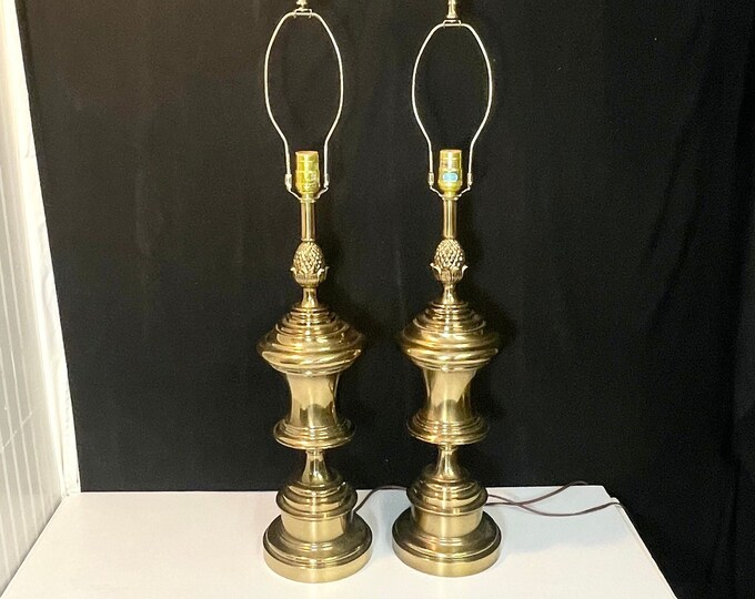 Gallery Detail: A Matching Pair 2 Stiffel Brass Table Lamps With Brass