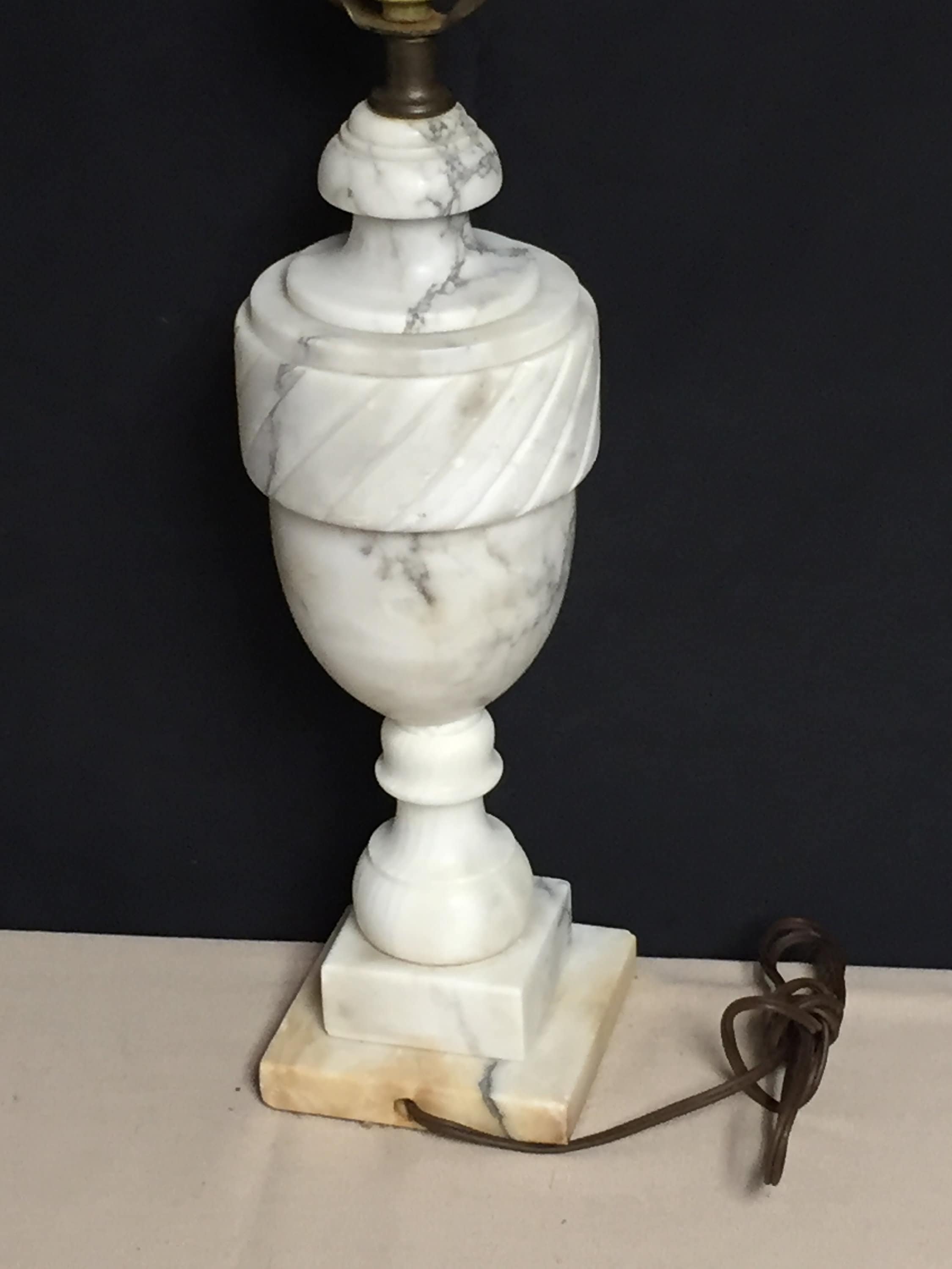Antique Carved Alabaster Table Lamp, Night Stand Lamp, Marble Table