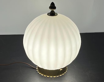 Mid Century Fluted Milk Glass Ceiling Light Fixture