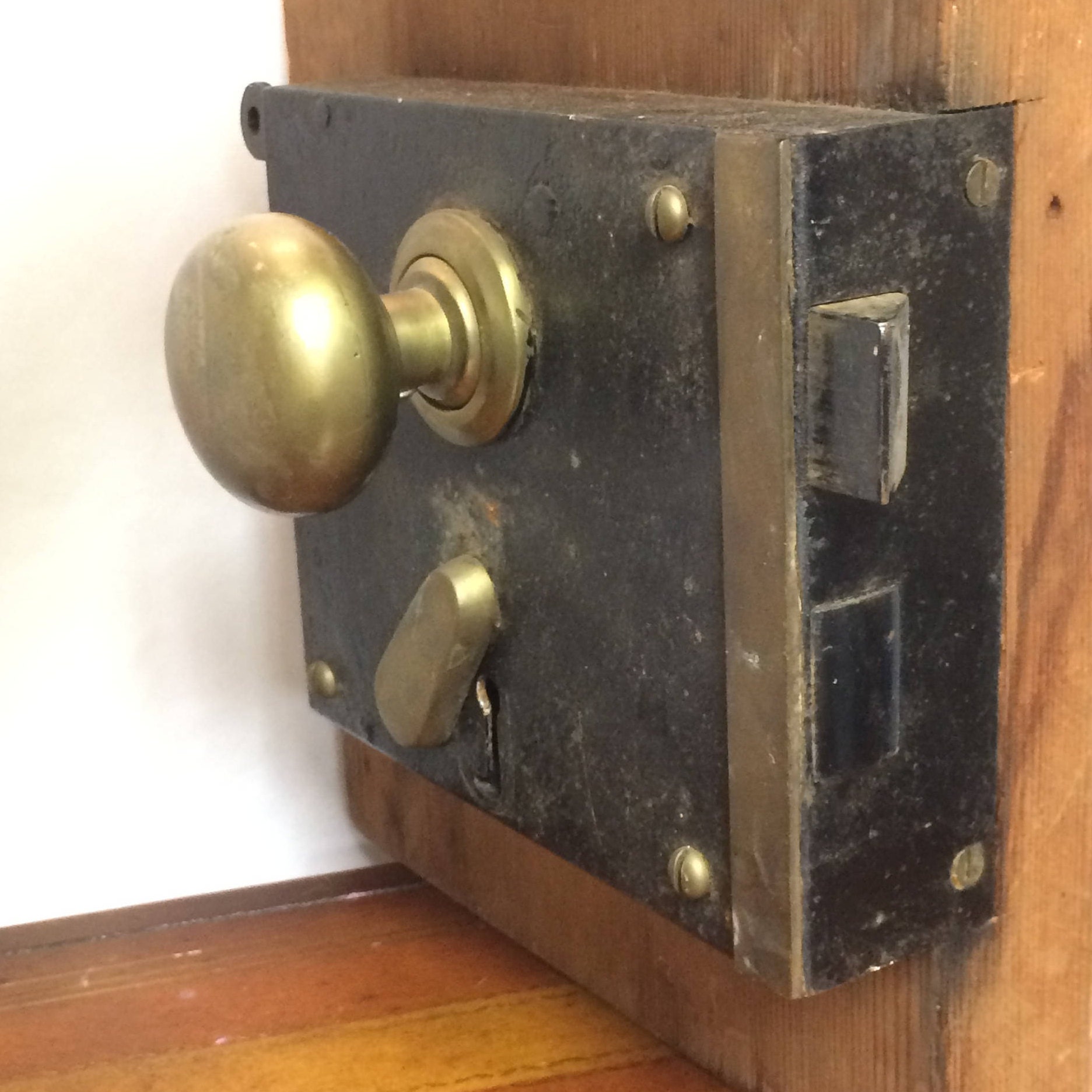 Heavy Duty Antique BRASS Door Knob Latch Lock Set RIM Lock with
