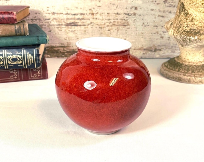 Featured listing image: Sid Oakley Signed Crystalline Pottery Vase, Oxblood Red