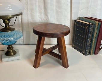 Handmade 4 Legged Wooden Stepstool, Craftsman Milking Stool Plant Stand